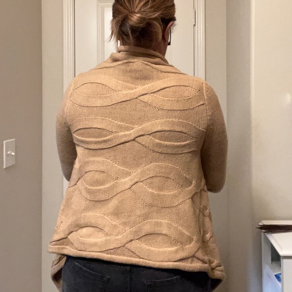 Camel Cable Knit Open Cardigan | Petite Small - Picture 10 of 15